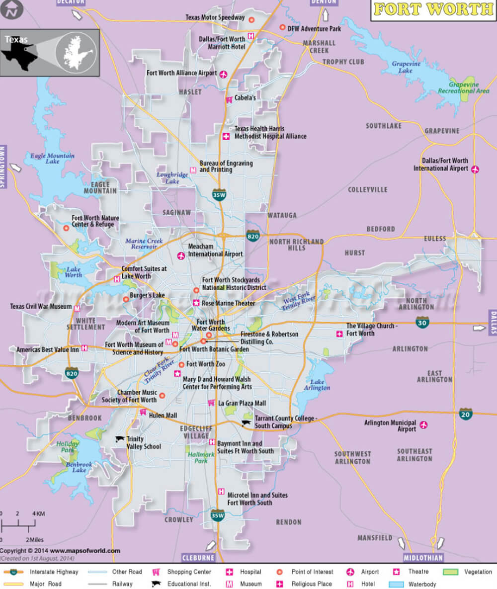 Fort Worth City Map   Texas